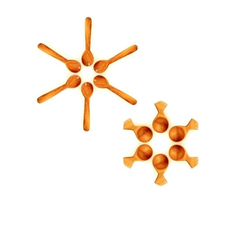 Wooden Masala Spoon (Set of 12) Compact for Salt, Pickle, Turmeric, Spices [7 to 7.5 cm | Neem Wood] - Image 3