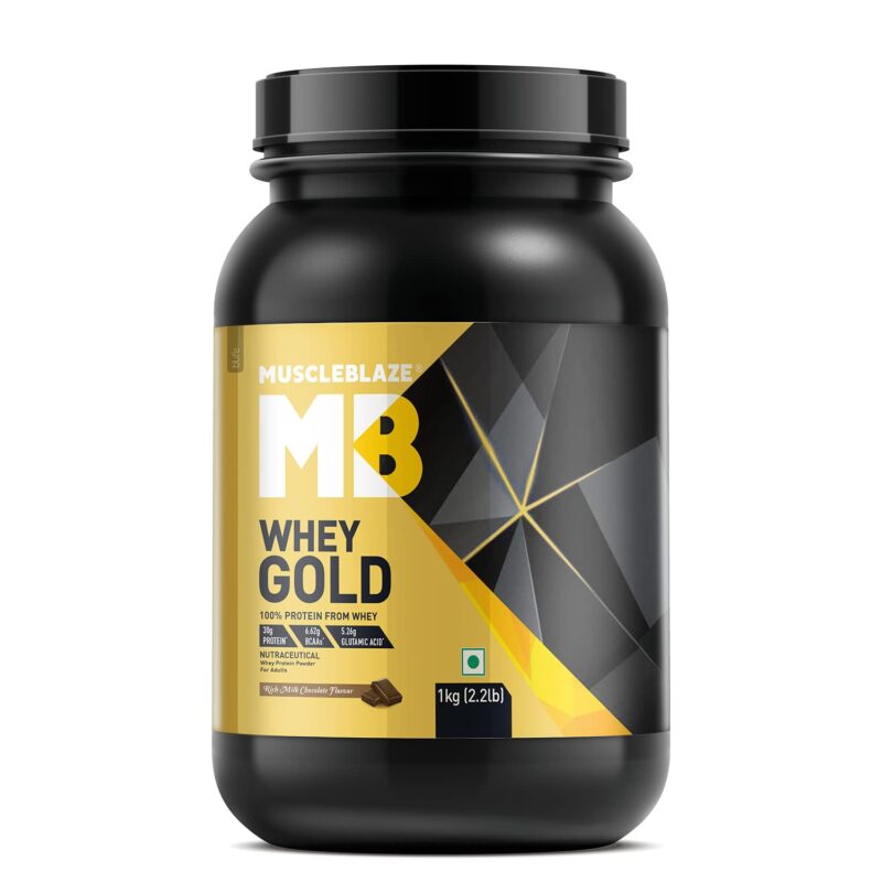 MuscleBlaze Whey Gold, 100% Whey Protein Isolate (Rich Milk Chocolate, 1 kg / 2.2 lb)