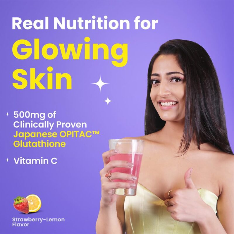 Chicnutrix Glow- 20 Effervescent Tablets| Japanese Glutathione & Vit. C| Antioxidants for clear, glowing skin| Sugar-free, Strawberry-lemon flavour - Image 6