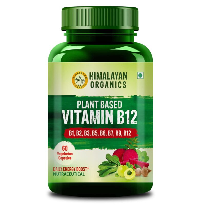 Himalayan Organics Plant Based Vitamin B-12 | Natural Wheat Grass, Moringa, Alfalfa  (60 Capsules)
