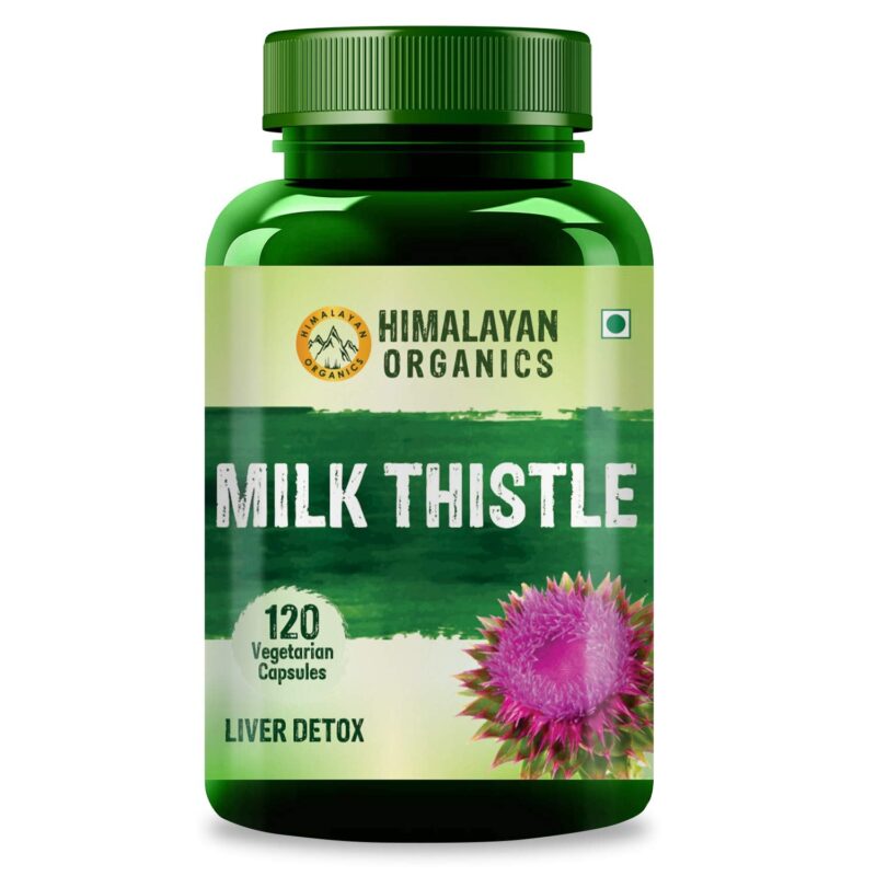 HIMALAYAN ORGANICS Milk Thistle Extract Detox Supplement -120 Vegetarian Capsules