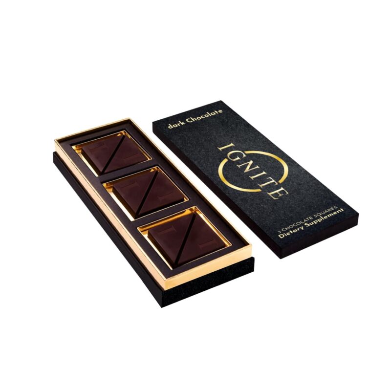 Ignite Chocolate Bars (1 Box) | Luxurious Dark Chocolate for Uplifting Mood & Vitality | Ideal for Men & Women,Vegetarian & Gluten-Free Delight