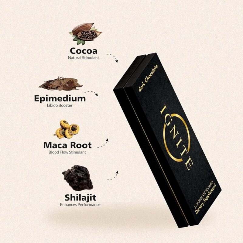 Ignite Chocolate Bars (1 Box) | Luxurious Dark Chocolate for Uplifting Mood & Vitality | Ideal for Men & Women,Vegetarian & Gluten-Free Delight - Image 2